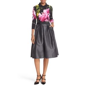 Ted Baker Mono Mod Chic Grid Print Full Skirt